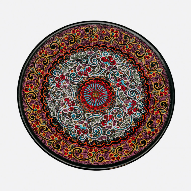 Unique handmade decorative plate from Uzbekistan, 28 cm, drip technique